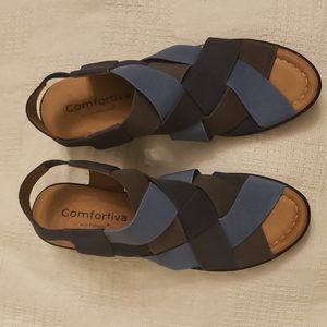 Comfortiva Farrow Taupe Elastic Women's Sandals